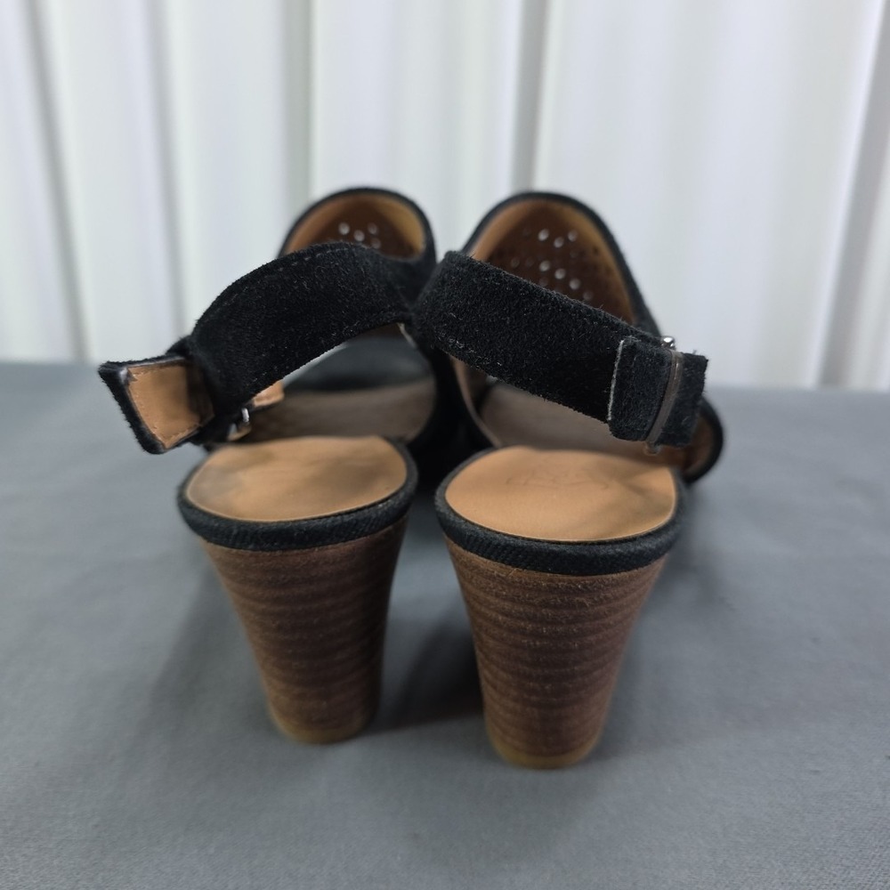 Franco Sarto MANDI2 Open Toe Heeled Mule Sandal 8.5 Black Mesh Slingback Leather - Picture 4 of 7